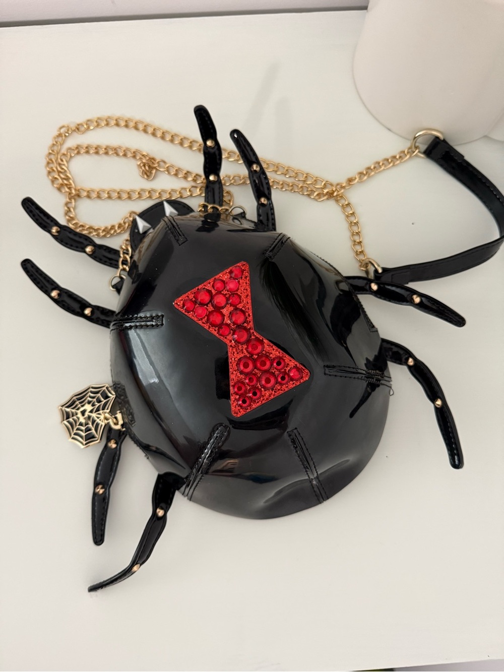 BETSEY JOHNSON Black Widow Spider Crossbody Shoulder Bag Purse.